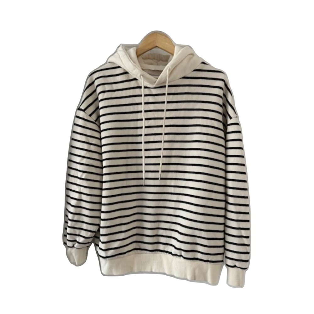 Unisex Striped Hoodie Black/Cream